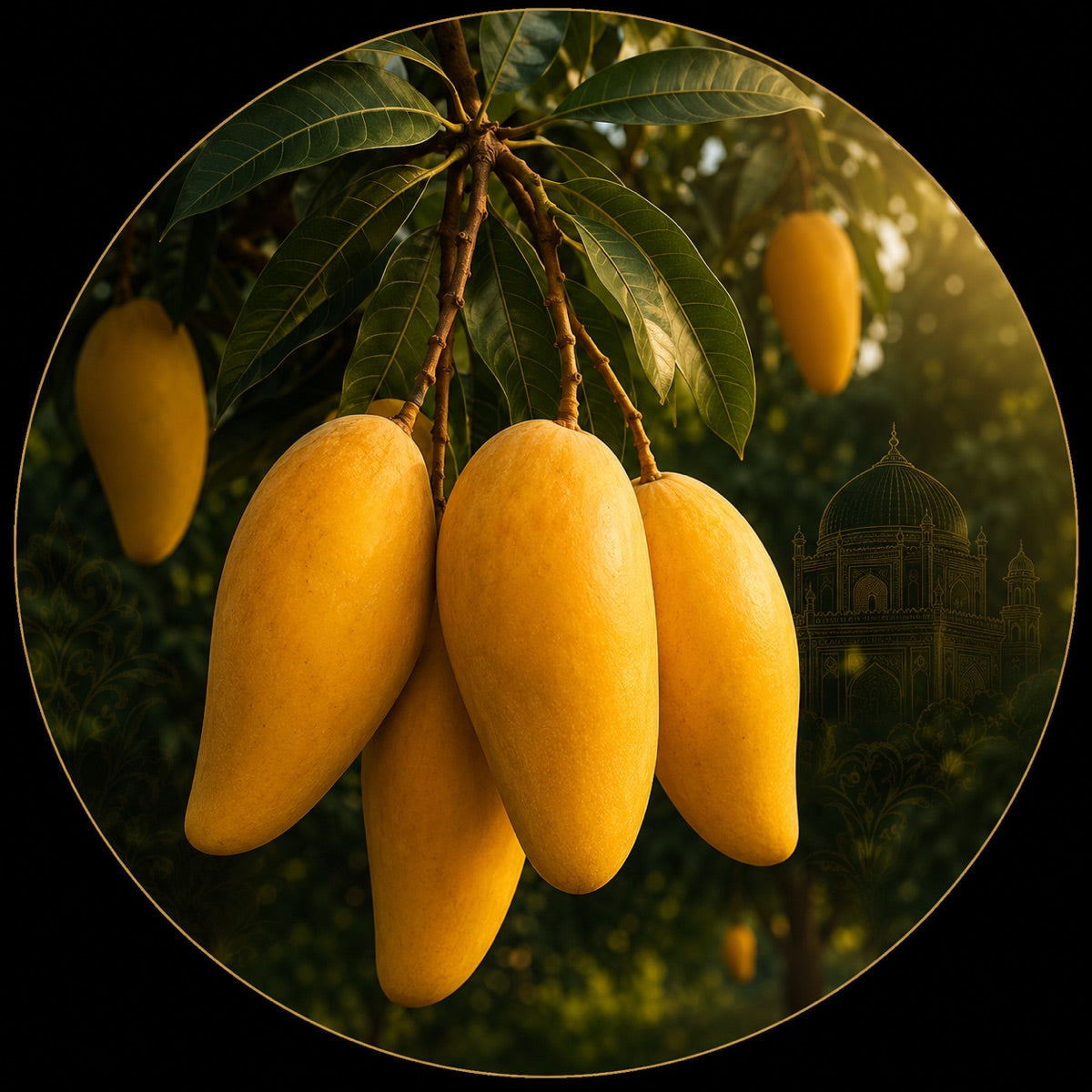 Multani Sindhri golden mangoes ripening at the MMangoes orchard in Multan — naturally ripened carbide-free premium mango box